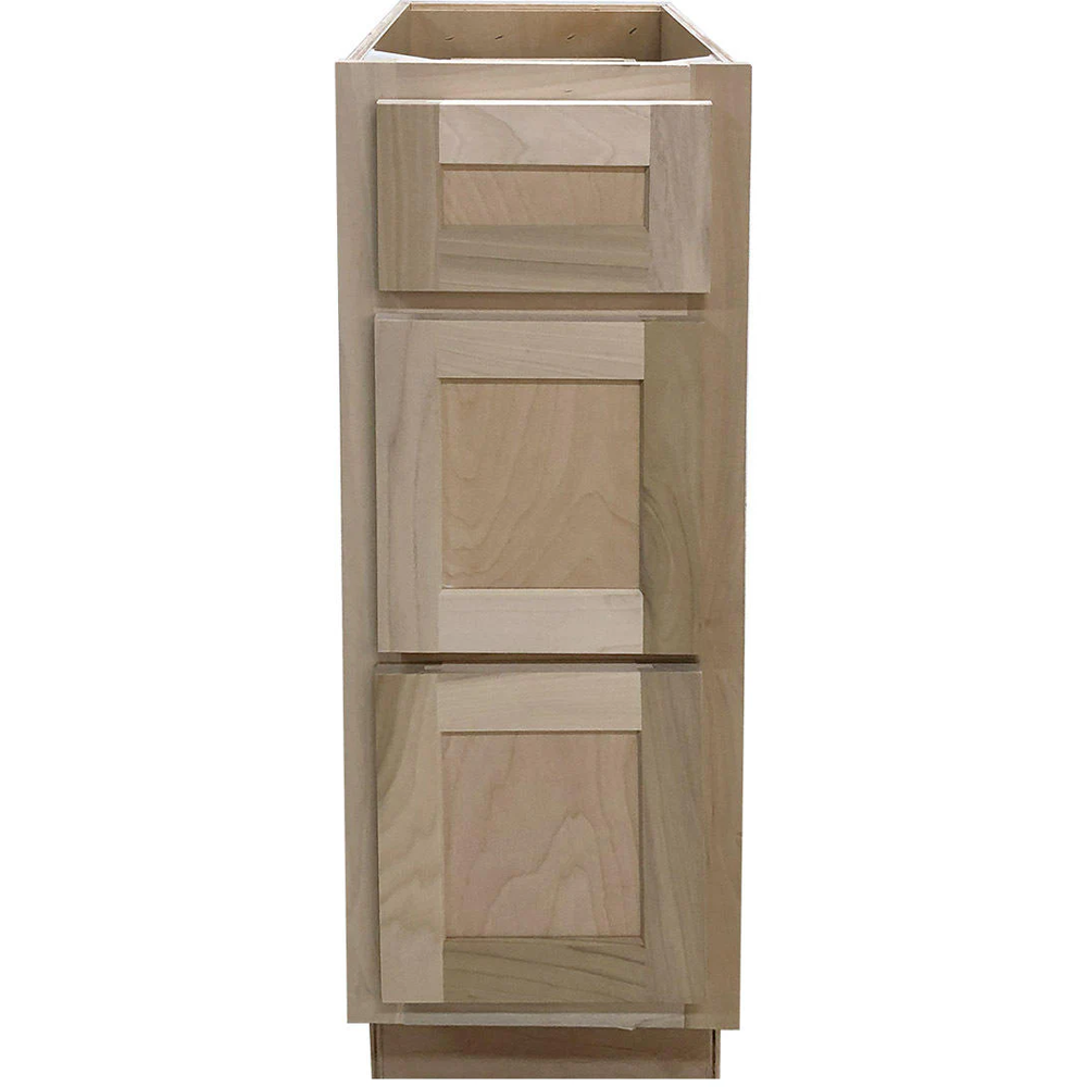 Kitchen Drawer Base Cabinet | Unfinished Poplar | 12 in. | 3 Drawer